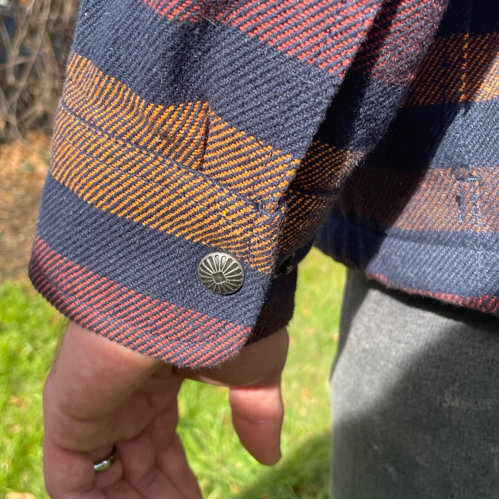 Wellen LRG Men's Striped Shirt Jacket - Navy, Brown, Rust - Picture 3 of 7
